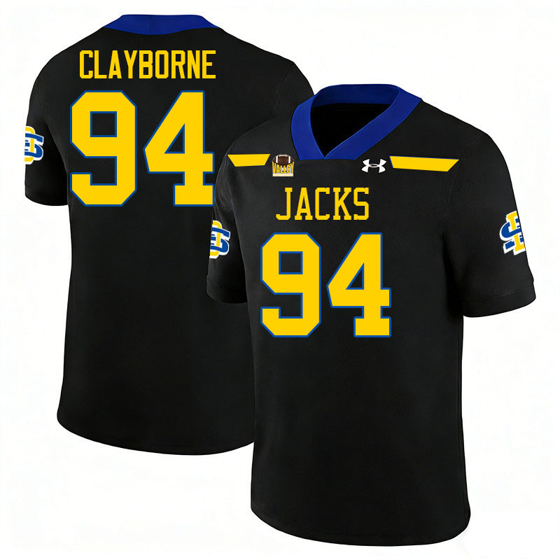 South Dakota State Jackrabbits #94 Kobe Clayborne College Football Jerseys,Uniforms-Black